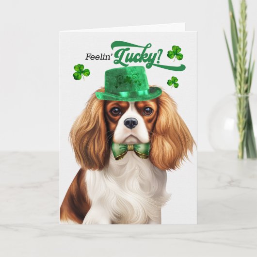 Cavalier King Charles Dog St Patrick's Day シーズンカード (正面)