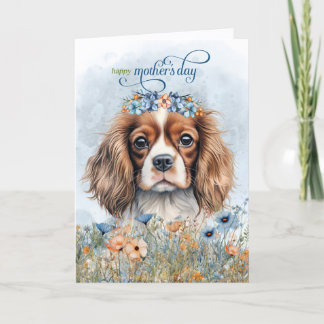 Cavalier King Charles Dog Wildflowers Mother's Day シーズンカード