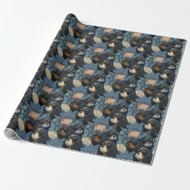 Cavalier King Charles Floral Blue Design ラッピングペーパー