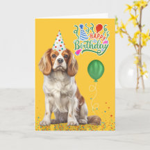 Cavalier King Charles Party Hat Yellow Birthday