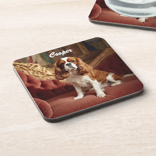 Cavalier King Charles Personalized Coaster Set コースター (左側)
