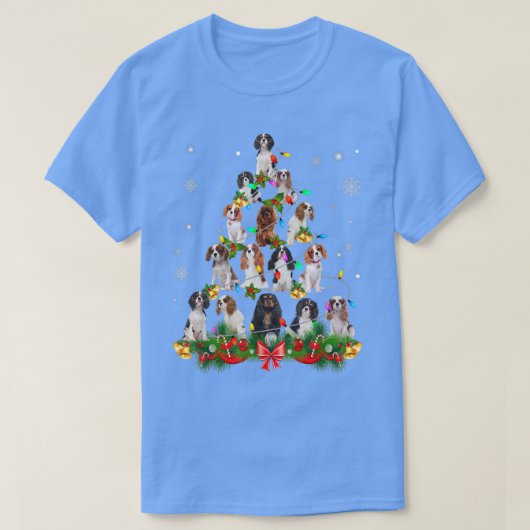 Cavalier King Charles Spanie Christmas Tree Lights Tシャツ (デザイン正面)
