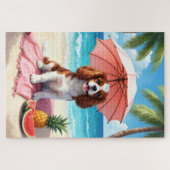 Cavalier King Charles Spaniel Beach Scene ジグソーパズル (横)
