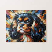  Cavalier King Charles Spaniel Black and Tan Art ジグソーパズル (横)