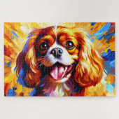 Cavalier King Charles Spaniel Blenheim Dog Acrylic ジグソーパズル (横)