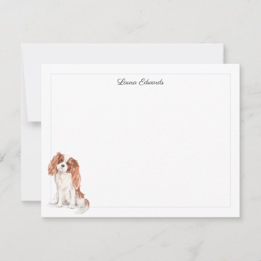 Cavalier King Charles Spaniel Blue Border ノートカード (正面)