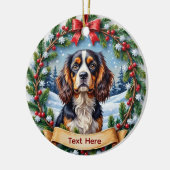 Cavalier King Charles Spaniel Christmas セラミックオーナメント (左)
