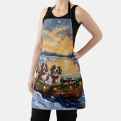 Cavalier King Charles Spaniel Christmas Boat エプロン (インサイチュ)