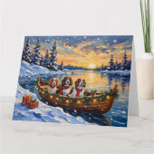 Cavalier King Charles Spaniel Christmas Boat カード (正面)