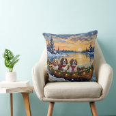 Cavalier King Charles Spaniel Christmas Boat クッション (椅子)