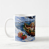 Cavalier King Charles Spaniel Christmas Boat コーヒーマグカップ (左)