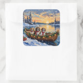 Cavalier King Charles Spaniel Christmas Boat スクエアシール (バッグ)