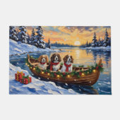 Cavalier King Charles Spaniel Christmas Boat ドアマット (正面)