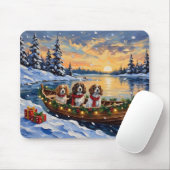 Cavalier King Charles Spaniel Christmas Boat マウスパッド (マウス)
