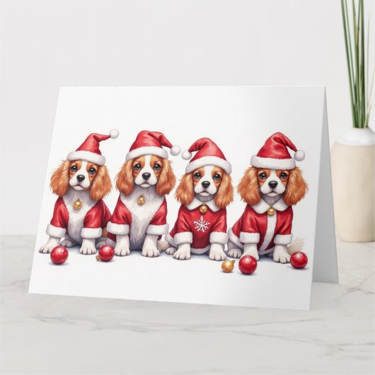 Cavalier King Charles Spaniel Christmas Dress カード (正面)