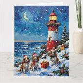 Cavalier King Charles Spaniel Christmas Lighthouse カード (正面)