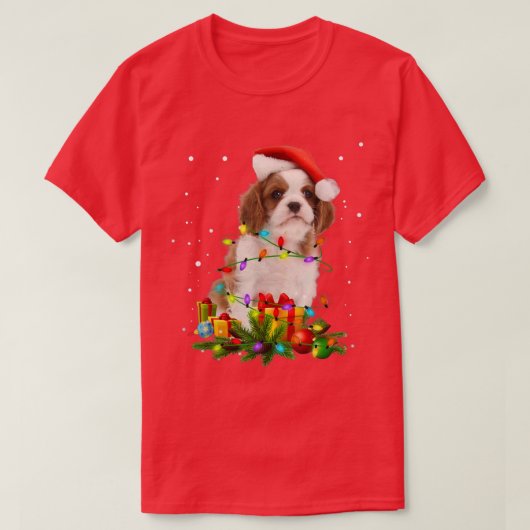 Cavalier King Charles Spaniel Christmas Lights Xma Tシャツ (デザイン正面)