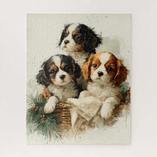 Cavalier King Charles Spaniel Christmas Puzzle ジグソーパズル (縦)