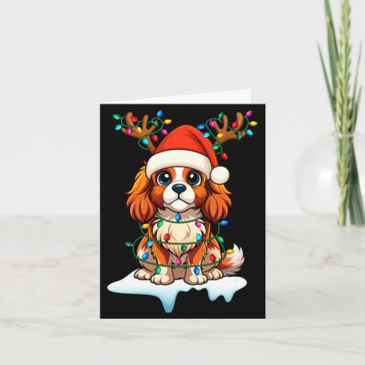 Cavalier King Charles Spaniel Christmas Reindeer P カード (正面)