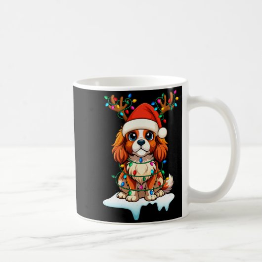 Cavalier King Charles Spaniel Christmas Reindeer P コーヒーマグカップ (右)