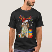 Cavalier King Charles Spaniel Christmas Reindeer S Tシャツ (正面)