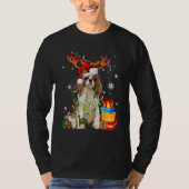 Cavalier King Charles Spaniel Christmas Reindeer S Tシャツ (正面)