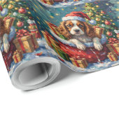 Cavalier King Charles Spaniel Christmas Santa Bag  ラッピングペーパー (ロールコーナー)