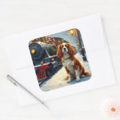 Cavalier King Charles Spaniel Christmas Train スクエアシール (封筒)