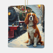 Cavalier King Charles Spaniel Christmas Train セラミックオーナメント (左)
