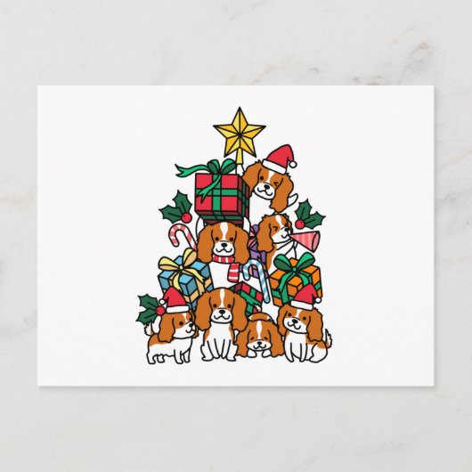 Cavalier King Charles Spaniel Christmas Tree ポストカード (正面)