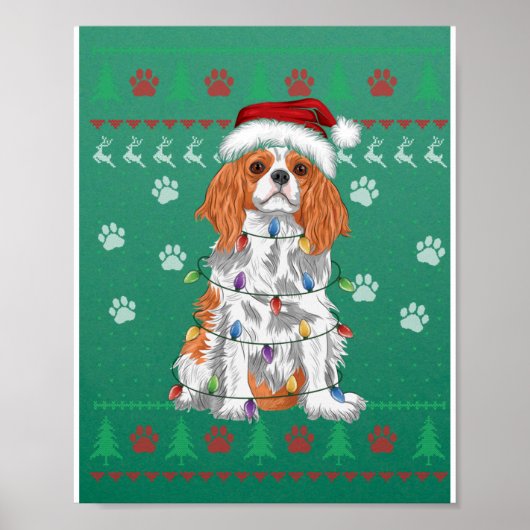 Cavalier King Charles Spaniel Christmas Ugly Sweat ポスター (正面)