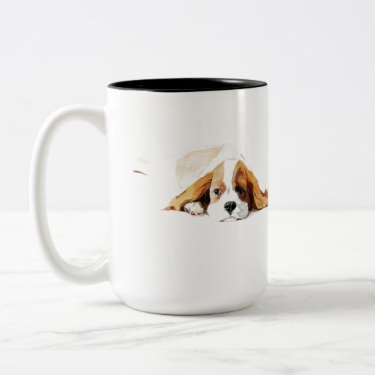 Cavalier King Charles Spaniel Coffee Mug, Dog Gift ツートーンマグカップ (左)