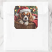 Cavalier King Charles Spaniel Cozy Basket スクエアシール (バッグ)