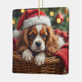 Cavalier King Charles Spaniel Cozy Basket セラミックオーナメント (左)