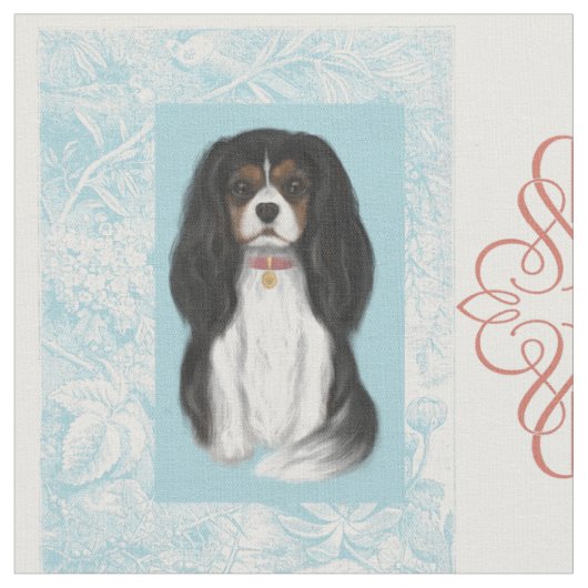 Cavalier King Charles Spaniel Design ファブリック (クローズアップ)