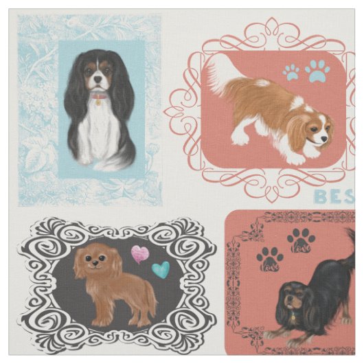 Cavalier King Charles Spaniel Design ファブリック (見本)