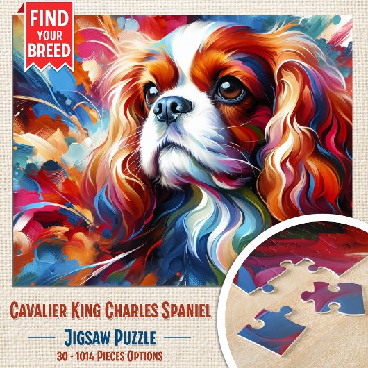Cavalier King Charles Spaniel Dog Acrylic Art ジグソーパズル