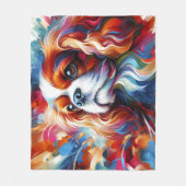 Cavalier King Charles Spaniel Dog Acrylic Art フリースブランケット (正面)