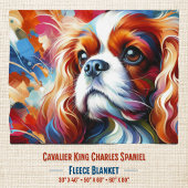 Cavalier King Charles Spaniel Dog Acrylic Art フリースブランケット