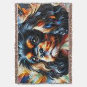 Cavalier King Charles Spaniel Dog Acrylic Print スローブランケット (正面縦)