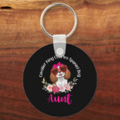 Cavalier King Charles Spaniel Dog Aunt Floral Vale キーホルダー (正面)