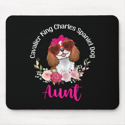 Cavalier King Charles Spaniel Dog Aunt Floral Vale マウスパッド (正面)