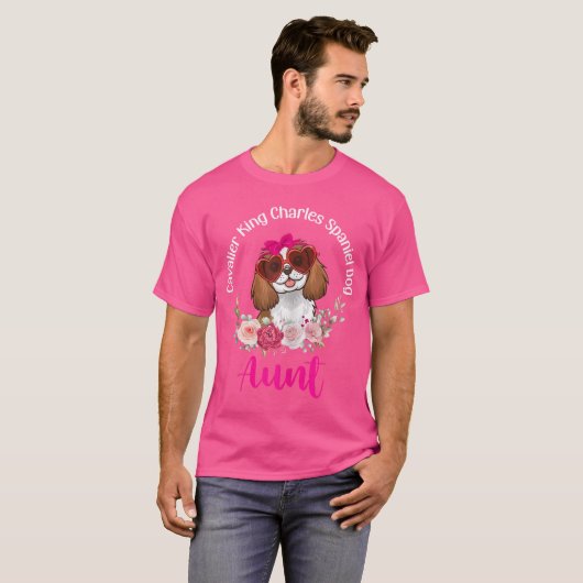 Cavalier King Charles Spaniel Dog Aunt Floral Vale Tシャツ (正面フル)