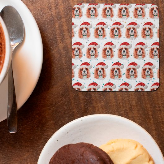 Cavalier King Charles Spaniel Dog Breed Christmas スクエアペーパーコースター