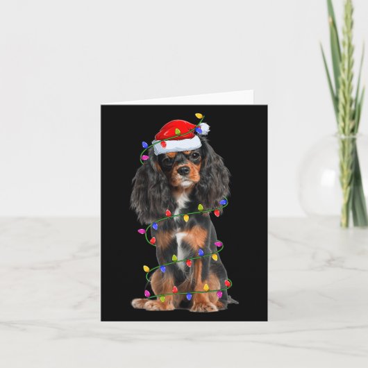 Cavalier King Charles Spaniel Dog Christmas Lights カード (正面)