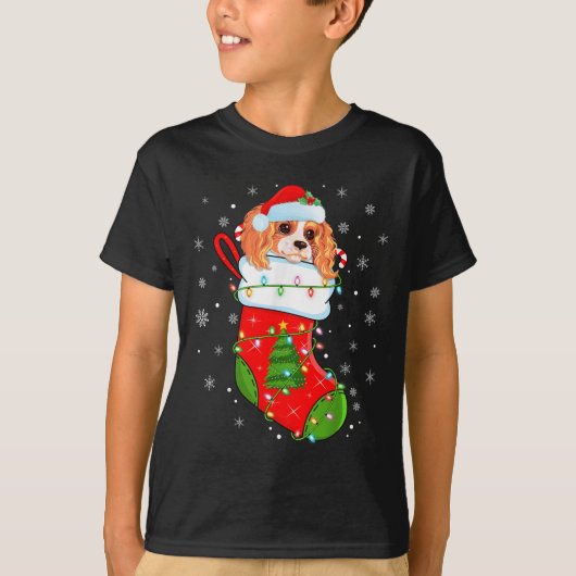 Cavalier King Charles Spaniel Dog In Christmas Soc Tシャツ (正面)