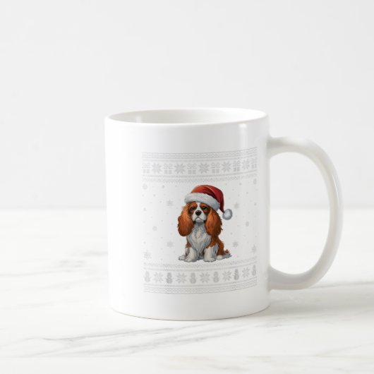 Cavalier King Charles Spaniel Dog Lovers Ugly Xmas コーヒーマグカップ (右)