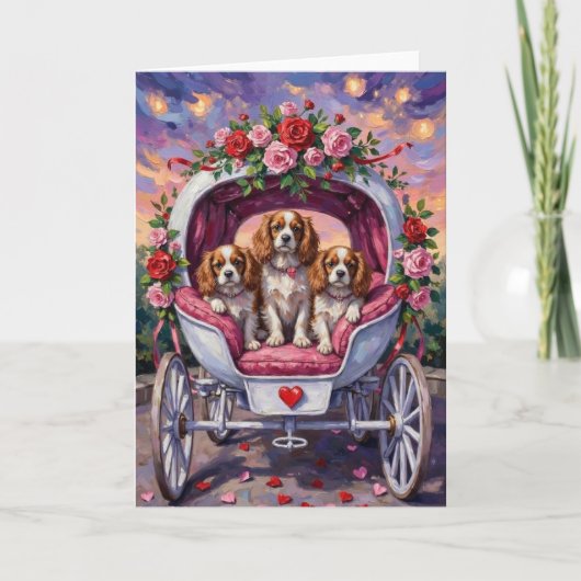Cavalier King Charles Spaniel Dog Valentine's Day カード (正面)
