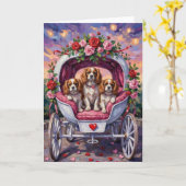 Cavalier King Charles Spaniel Dog Valentine's Day カード (黄色い花)