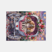 Cavalier King Charles Spaniel Dog Valentine's Day フリースブランケット (正面(横))